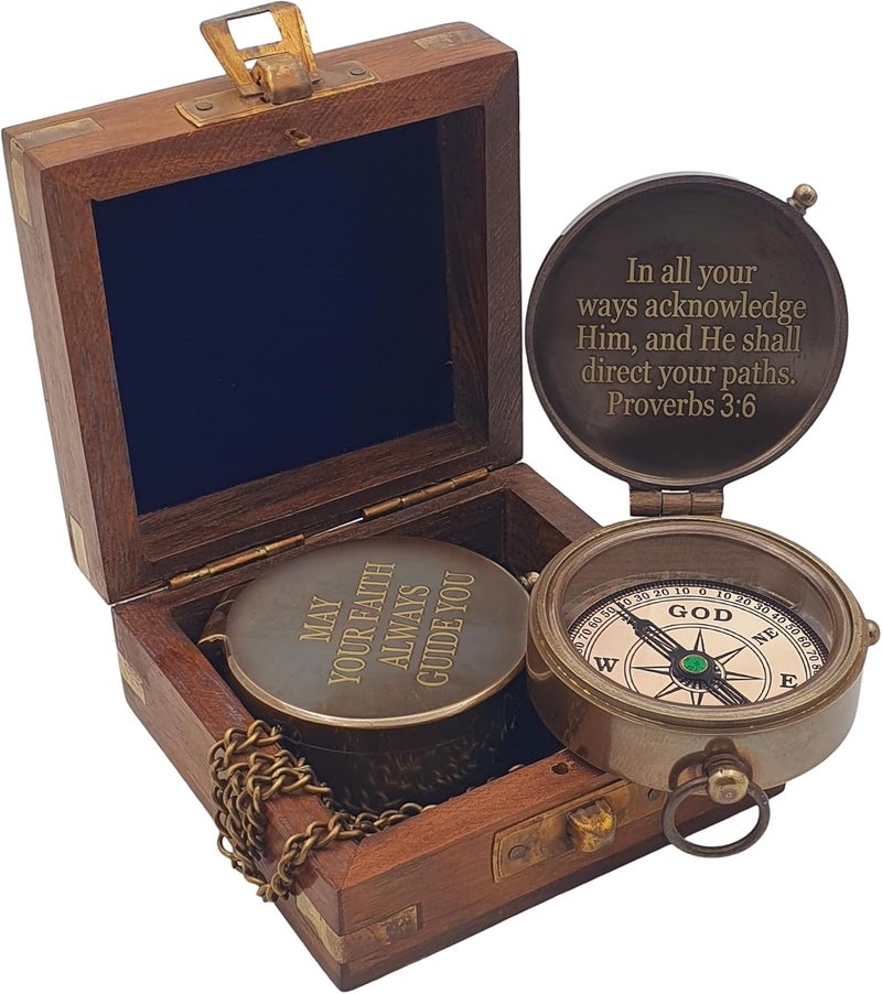 World Mart Baptism Gifts for Boys - Engraved Working Handmade Compass with Scripture - Religious, Christian, Catholic, Christening, First Communion, Confirmation Gifts for Teenage Boys and Men - Image 2